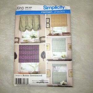 SIMPLICITY 3910 Roman Shades In 4 Variations